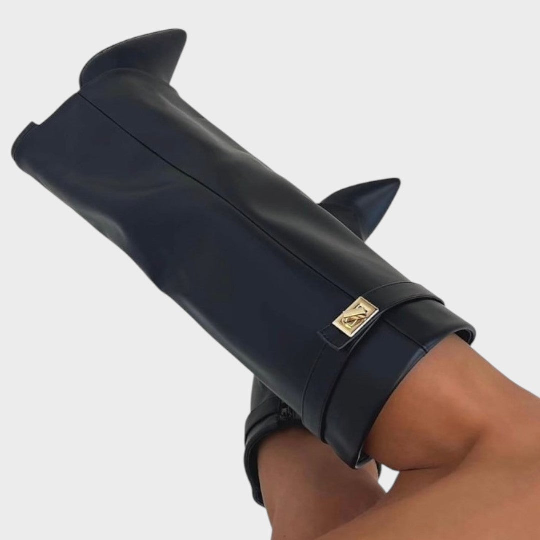 Leather Knee High Boots Women | Wide Shaft Pointed Toe