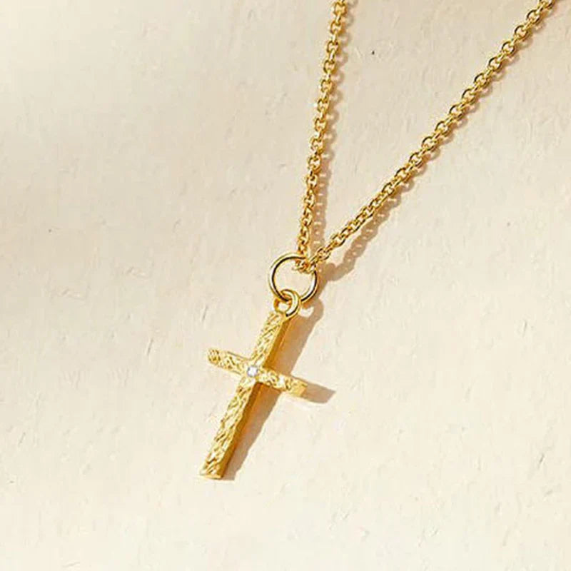 Initial Necklace Set with Cross Charm | Gold Layered Pendant