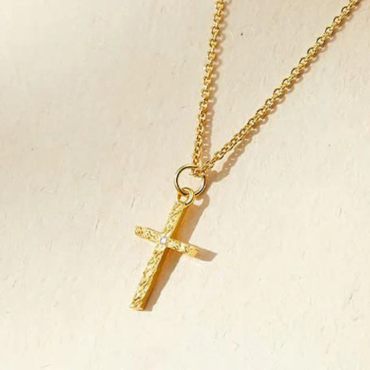 Initial Necklace Set with Cross Charm | Gold Layered Pendant