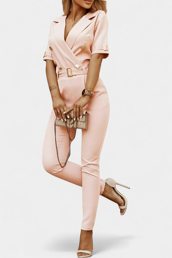 V-Neck Jumpsuit for Women - Elegant Relaxed Fit