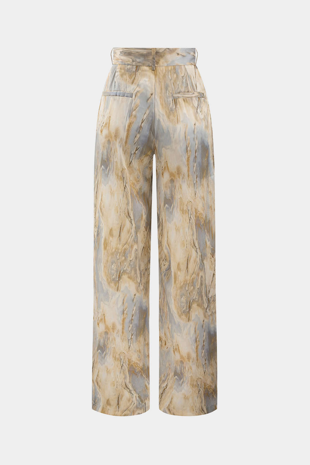 Straight Leg Trousers with Marble Print High Waisted