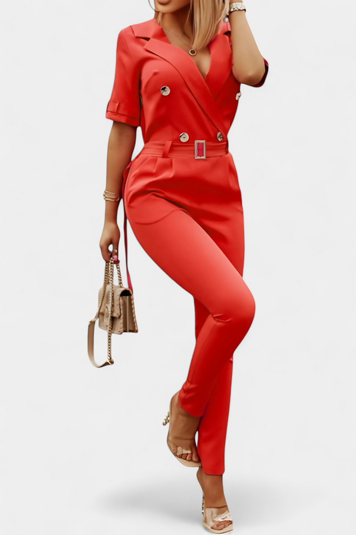 V-Neck Jumpsuit for Women - Elegant Relaxed Fit