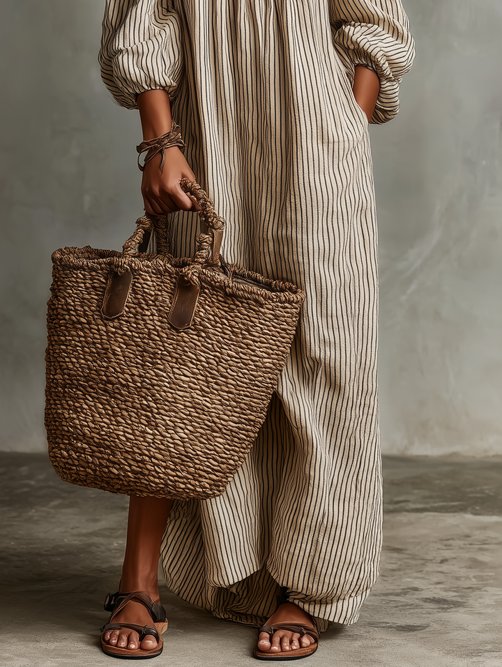 Off Shoulder Maxi Dress Cotton Linen Long Sleeve