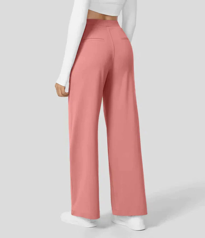 High Rise Stretch Trousers | Comfortable Straight Leg Pants