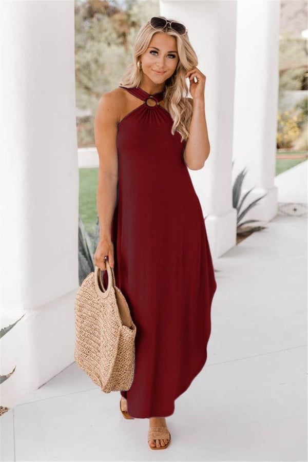 Halter Dress Women Summer Sleeveless Maxi Dress