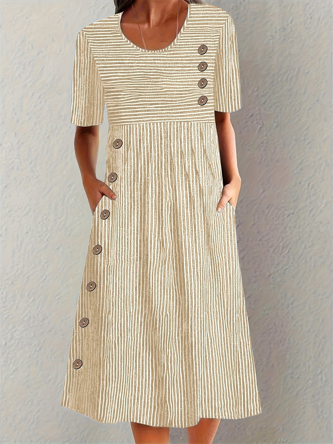Striped Summer Dress for Women - Flattering Midi Length