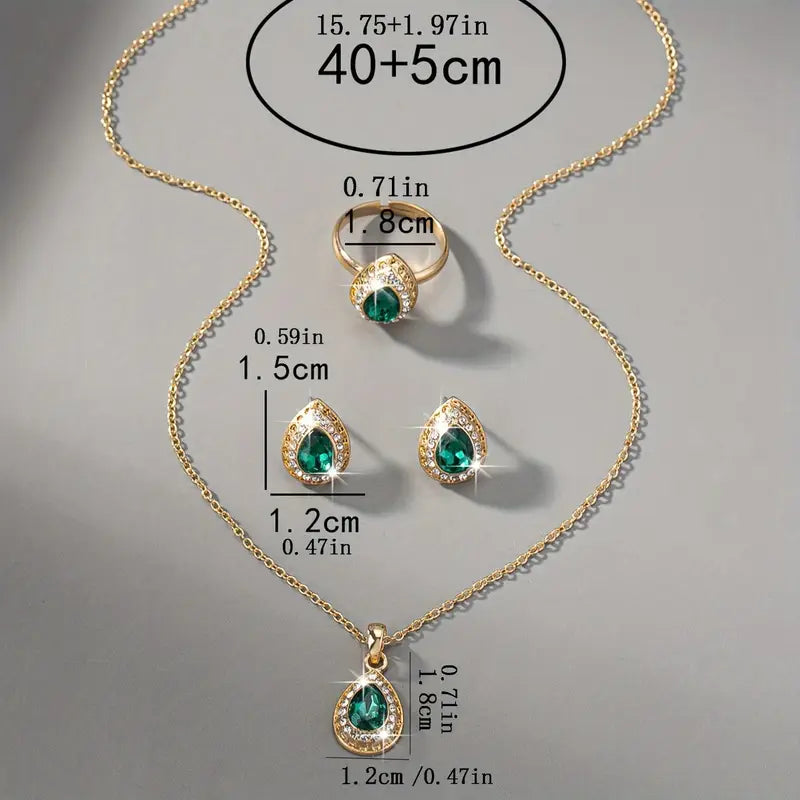 Gold Jewelry Set - Elegant Necklace and Earring Set