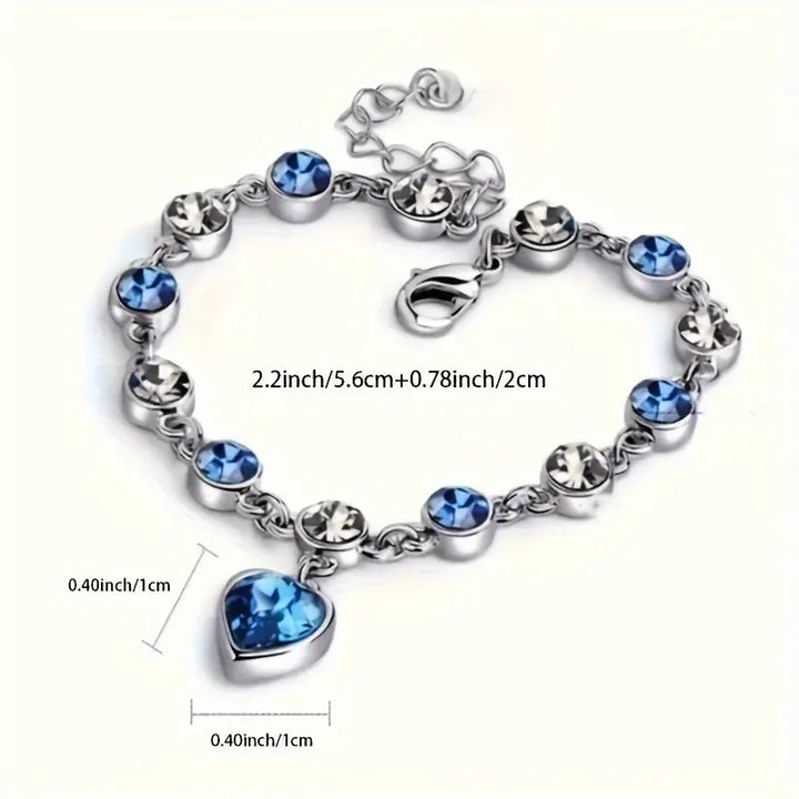 Heart Bracelet in White Gold | Ocean Blue Accent Jewelry