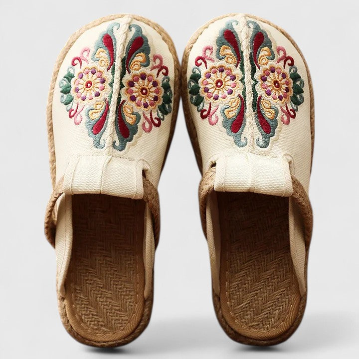 Floral Embroidered Mules for Women | Handmade Slip On Shoes