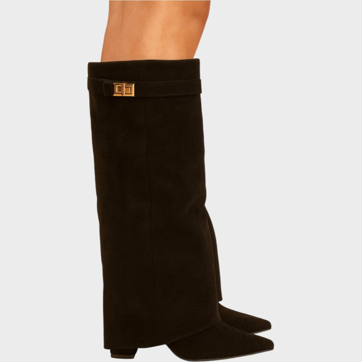 Wide Calf Suede Boots for Women - High Cut Fall Winter Statement Boots