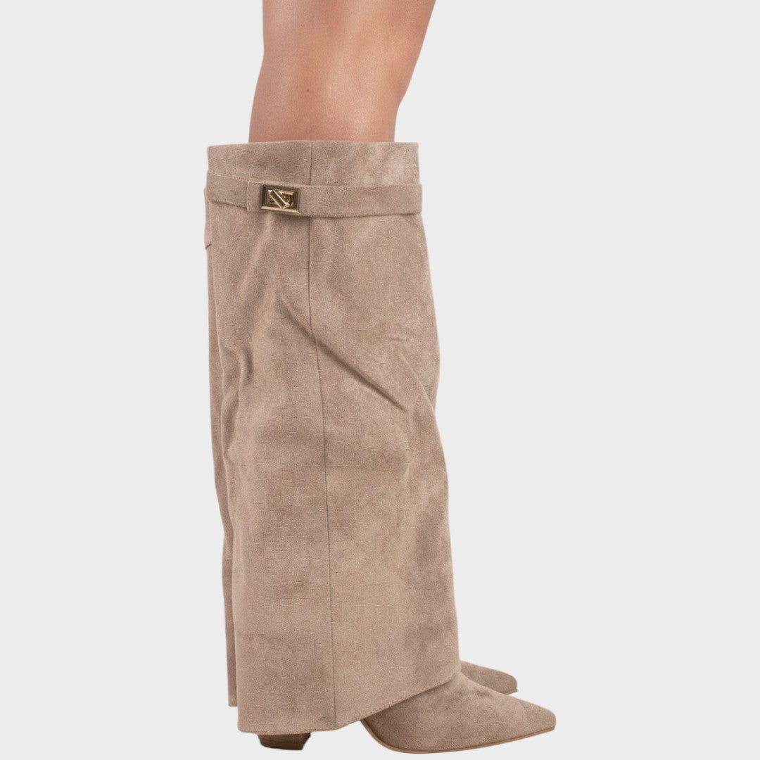 Wide Calf Suede Boots for Women - High Cut Fall Winter Statement Boots