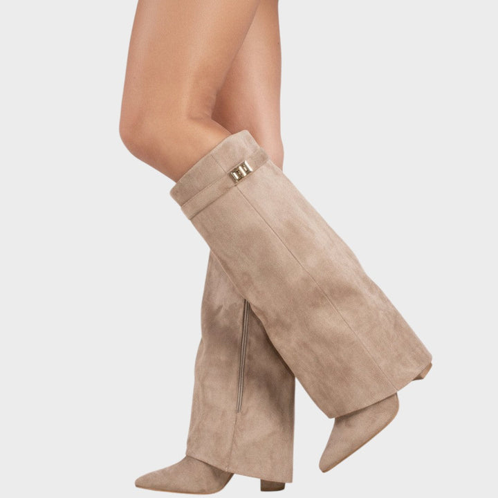 Wide Calf Suede Boots for Women - High Cut Fall Winter Statement Boots