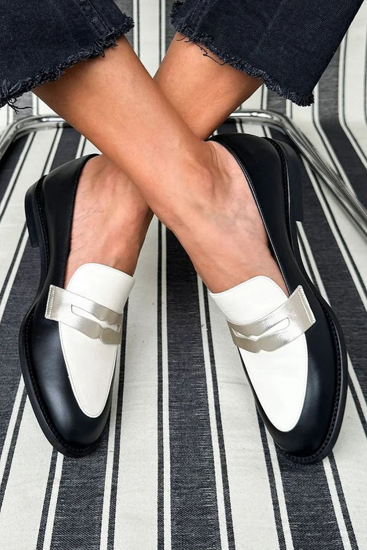 Monochrome Loafers for Women - Classic Flat Shoes