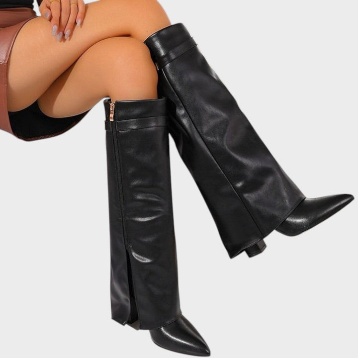 High Shaft Leather Boots for Women | Luna Wide Calf Boots