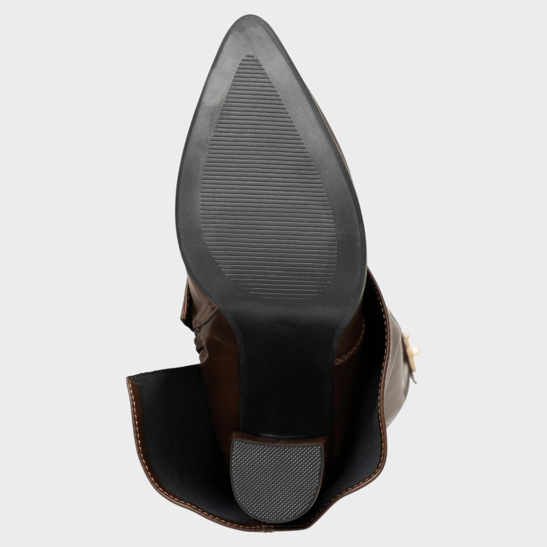 Leather Knee High Boots Women | Wide Shaft Pointed Toe