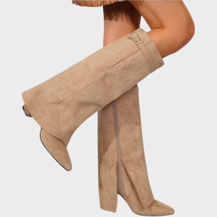 Wide Calf Suede Boots for Women - High Cut Fall Winter Statement Boots