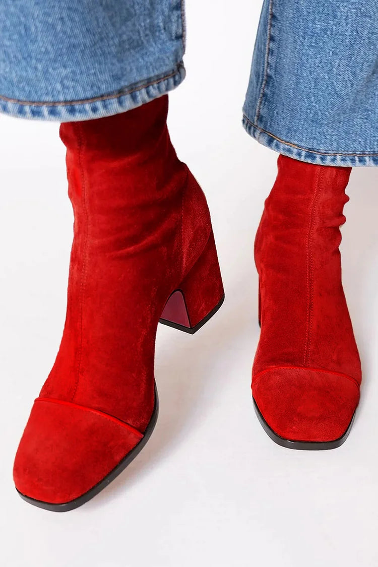 Elegant Block Heel Boots with Square Toe for Women