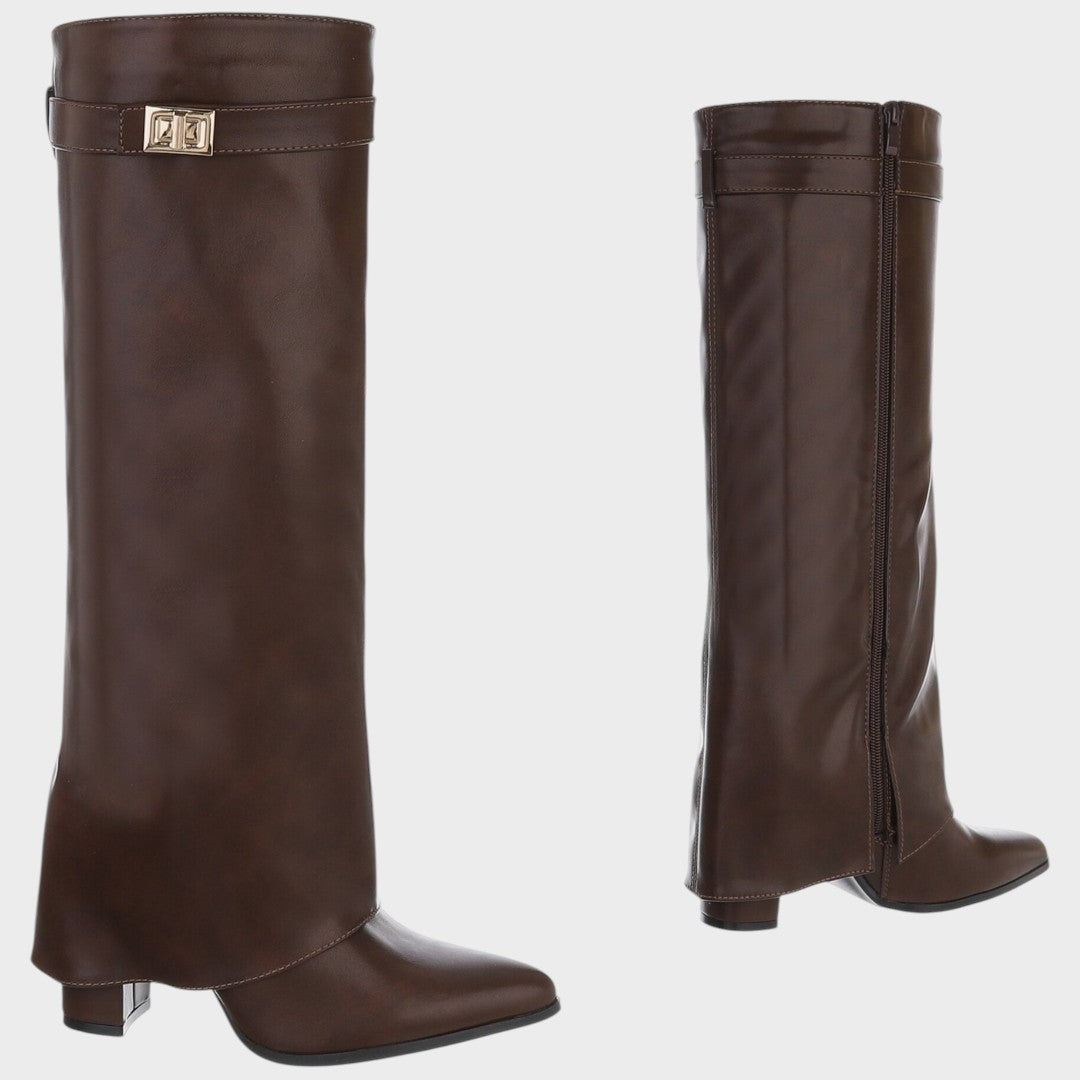 High Shaft Leather Boots for Women | Luna Wide Calf Boots
