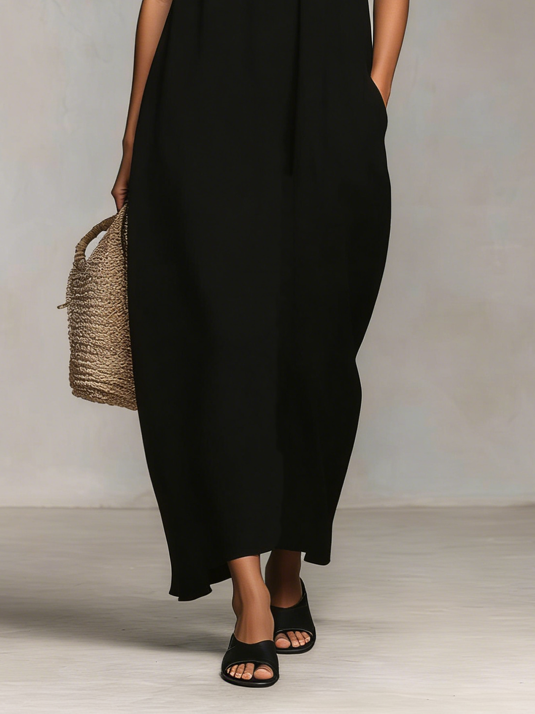 Color Block Maxi Dress with Spaghetti Straps for Summer