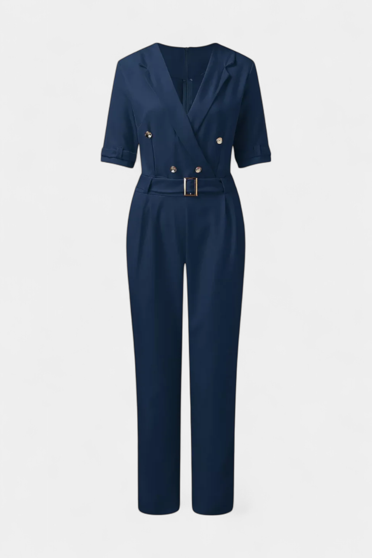 V-Neck Jumpsuit for Women - Elegant Relaxed Fit