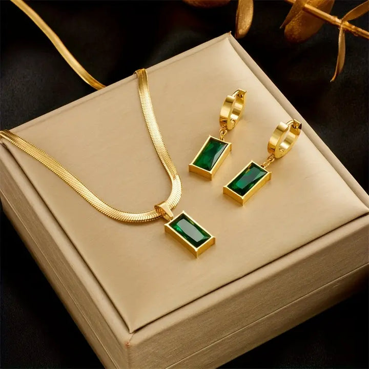 Gold Jewelry Set - Elegant Necklace and Earring Set for Women