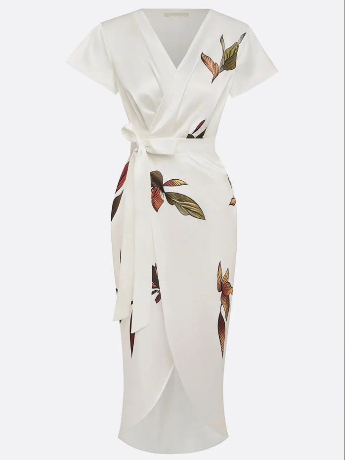 Wrap Dress for Women - Elegant Floral Print Dress