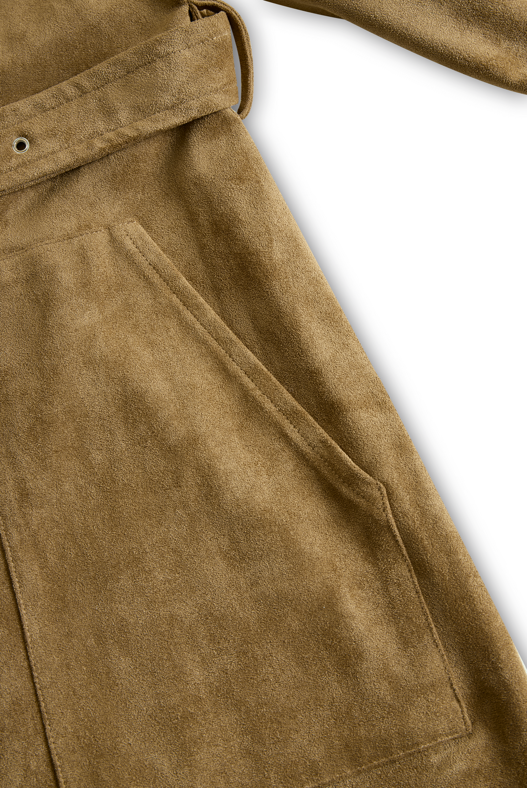 Suede Midi Dress with Long Sleeves and Lapel Collar