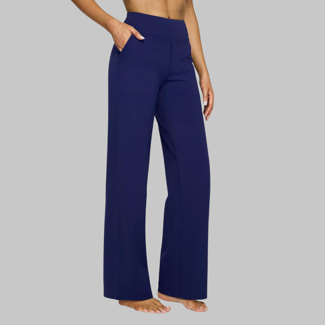Stretch Work Pants for Women - High Waist Pull On Trousers