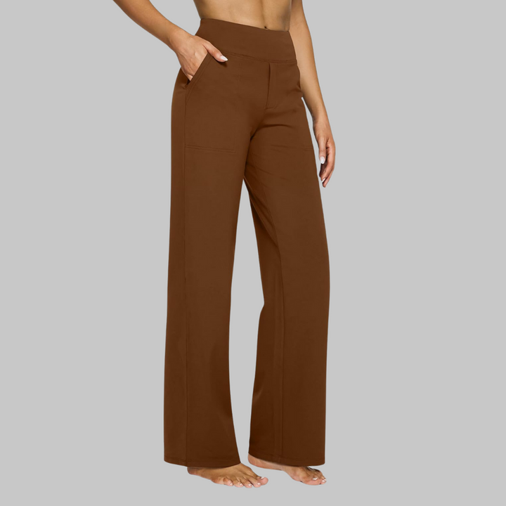 Stretch Work Pants for Women - High Waist Pull On Trousers