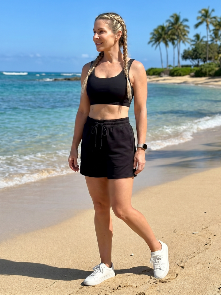 Two Piece Lounge Set Sleeveless Crop Top and Shorts