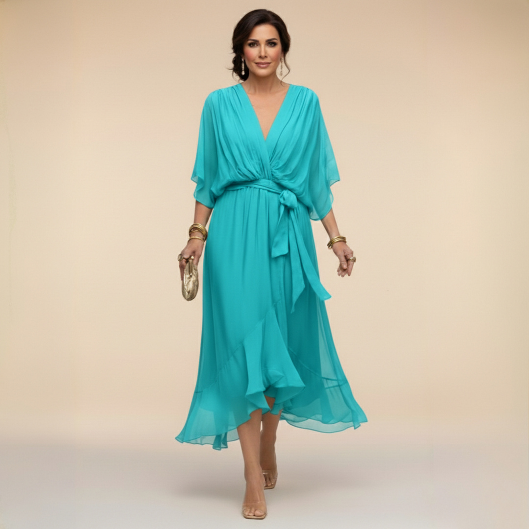 Chiffon V-Neck Maxi Dress for Women