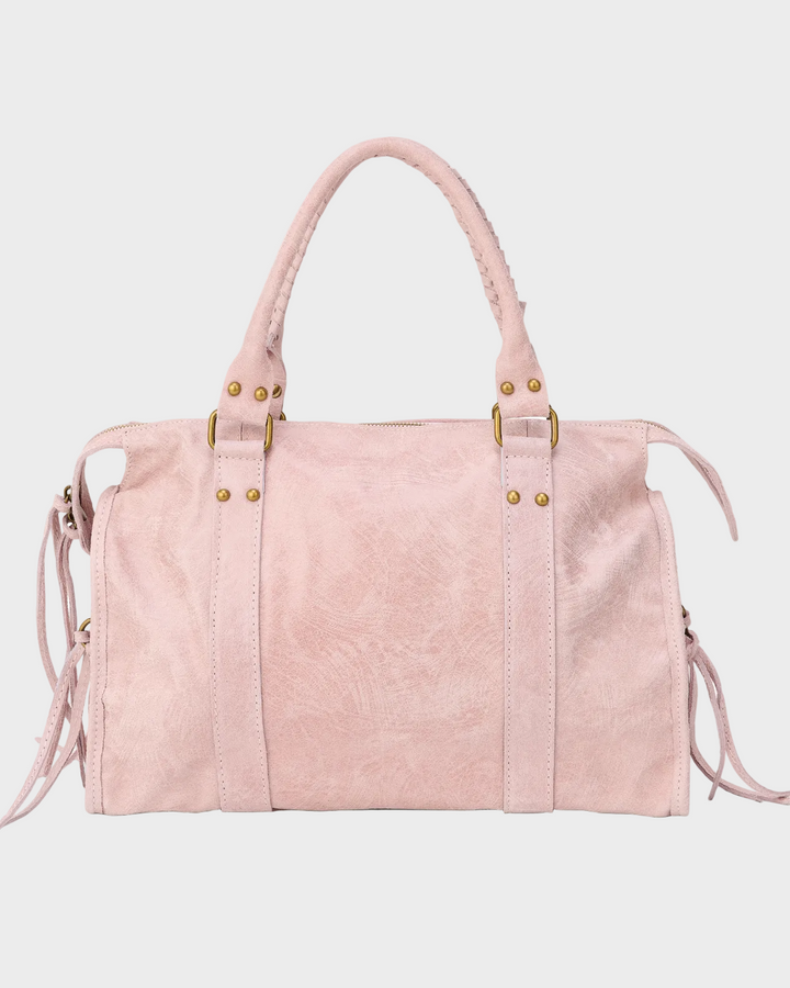 Vanilla Pink Leather Tote Bag - Genuine Italian Leather Handbag