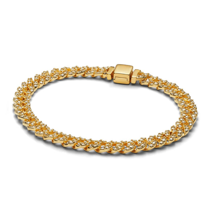 Pave Cuban Link Bracelet in White Gold for Women