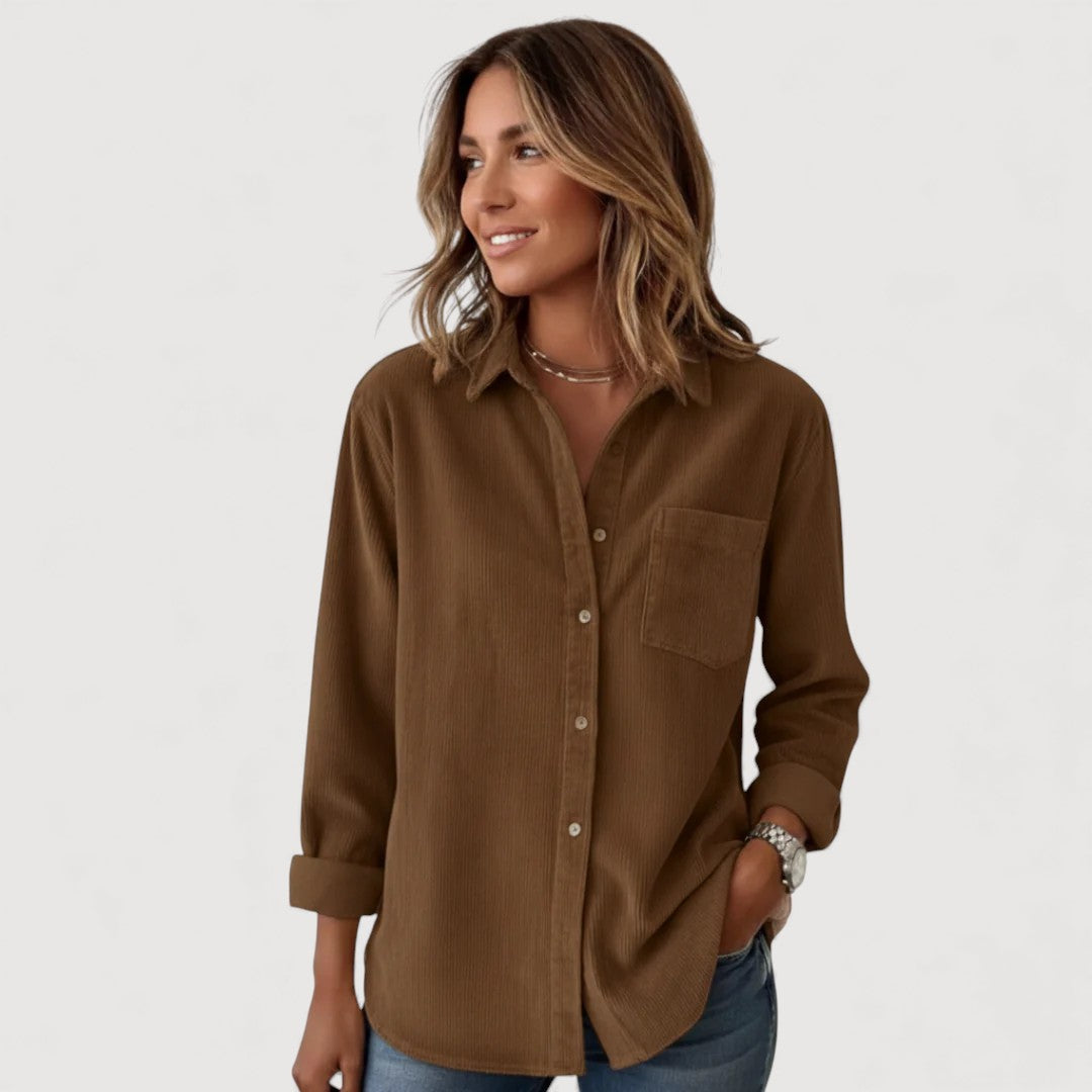Corduroy Button Down Shirt for Women - Classic Relaxed Fit