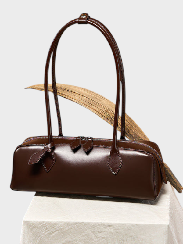 Leather Shoulder Bag for Women - Structured Cowhide Handbag