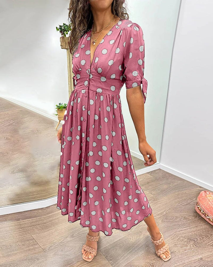 Polka Dot V-Neck Dress for Women - Timeless Everyday Style