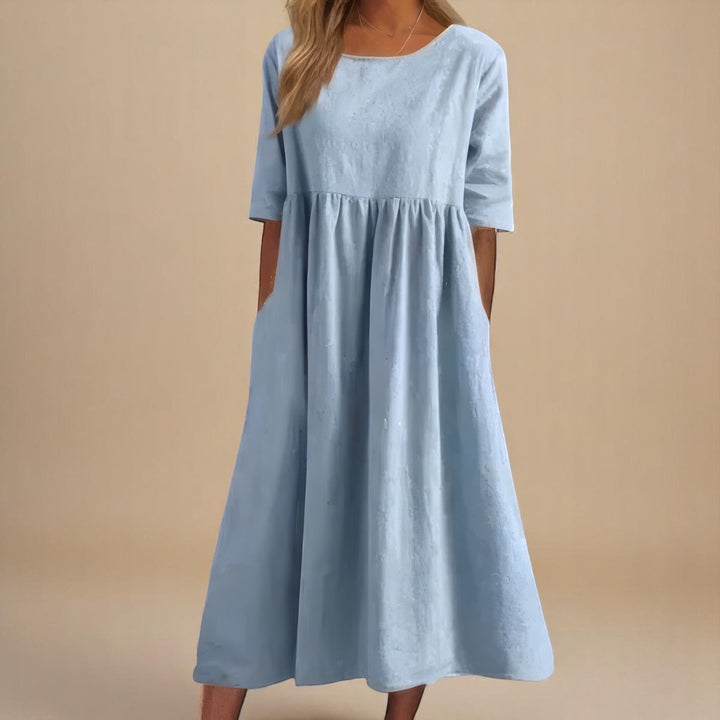 A-Line Dress with Empire Waist and Pockets for Women