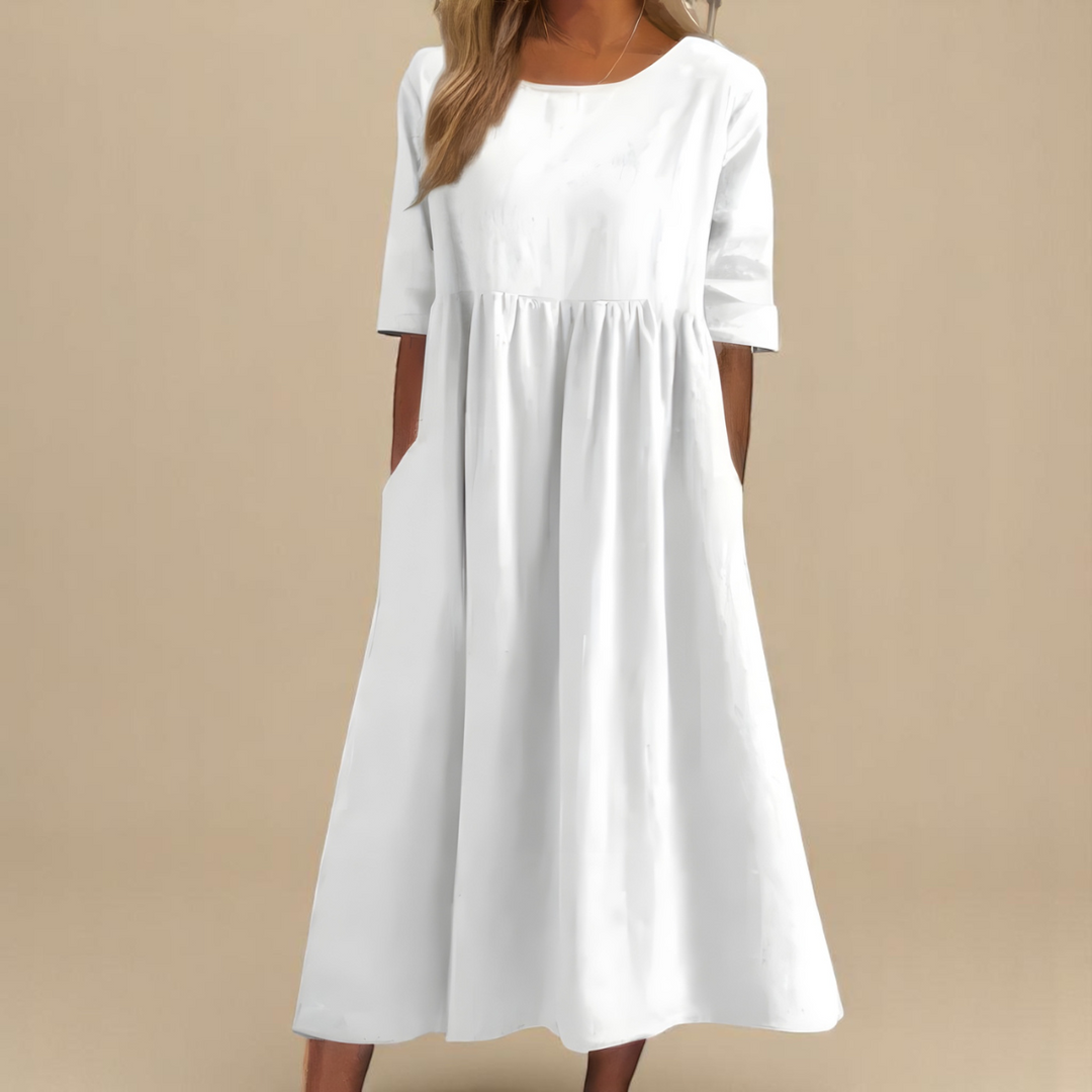 A-Line Dress with Empire Waist and Pockets for Women