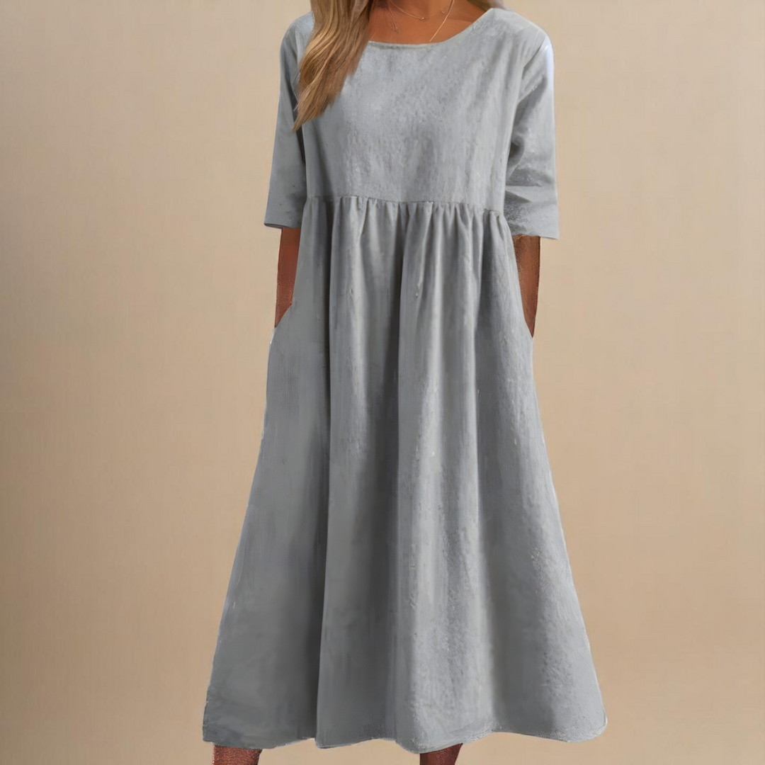 A-Line Dress with Empire Waist and Pockets for Women