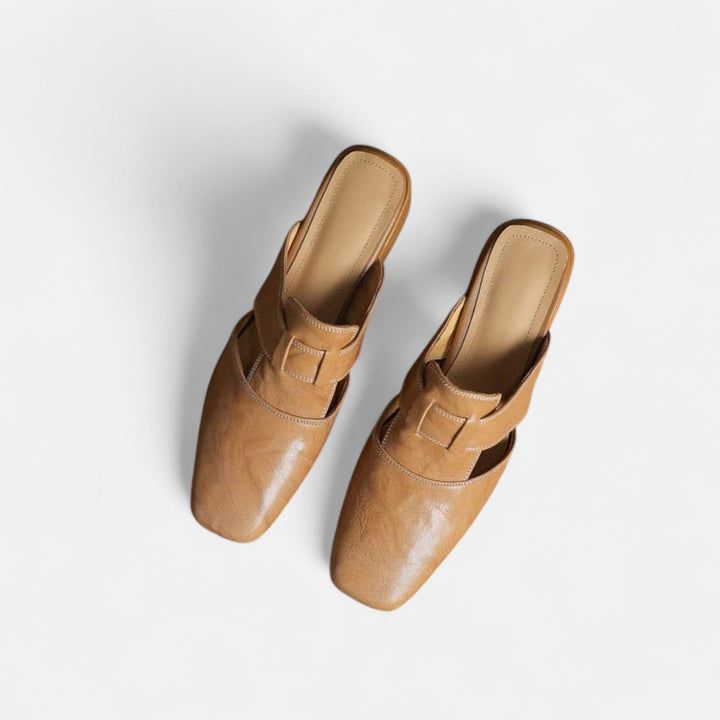 Leather Sandals with Cut-Out Detail and Block Heel