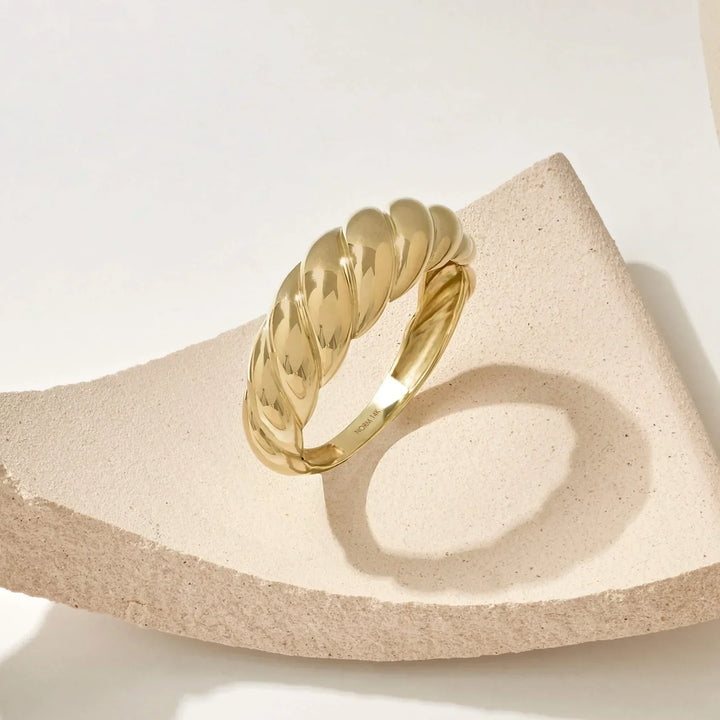 Croissant Ring Gold - Chunky Twisted Dome Statement Ring