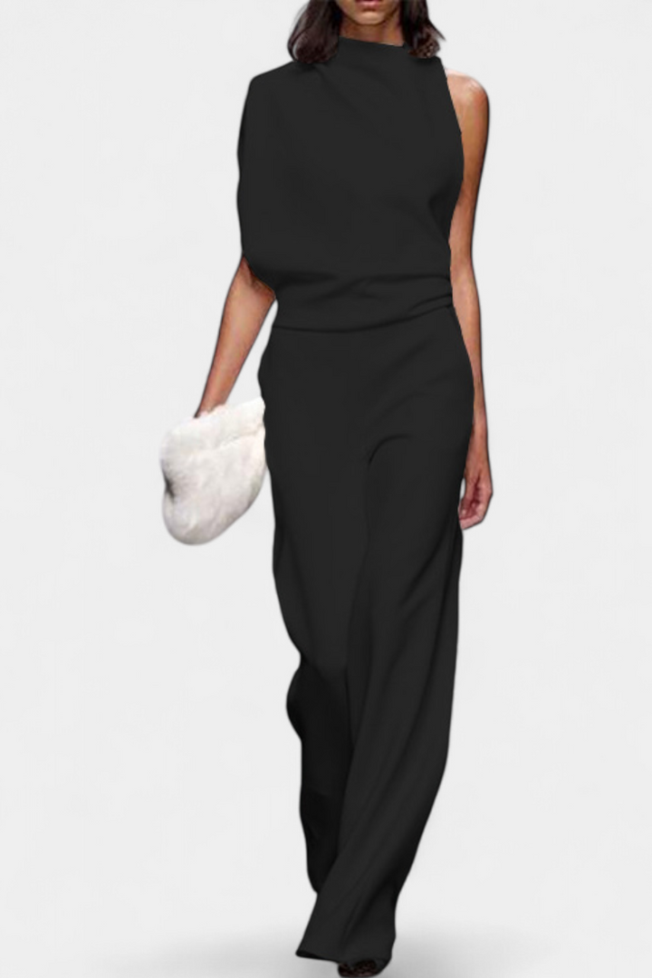 One Shoulder Jumpsuit Wide Leg for Women - Evening Formal
