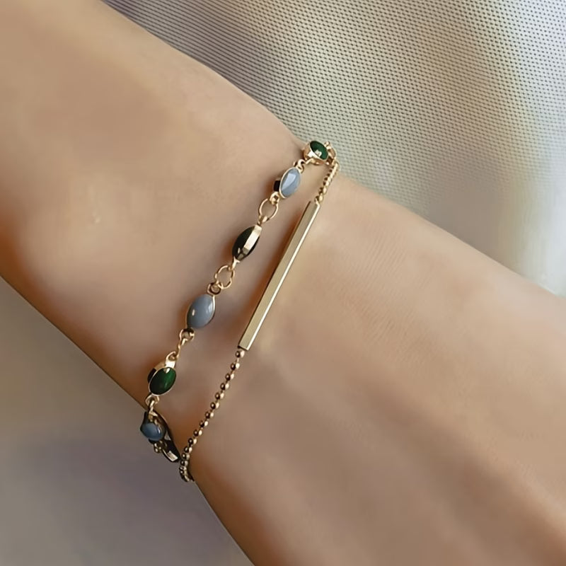 Gold Duo Bracelet Set - Delicate Layered Stacking Bracelets