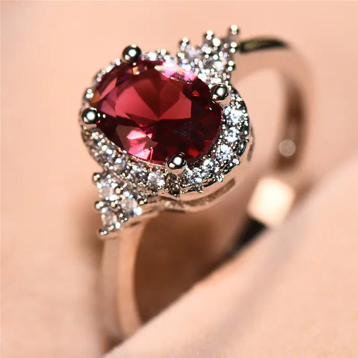 White Gold Statement Ring - Elegant Modern Design for Women