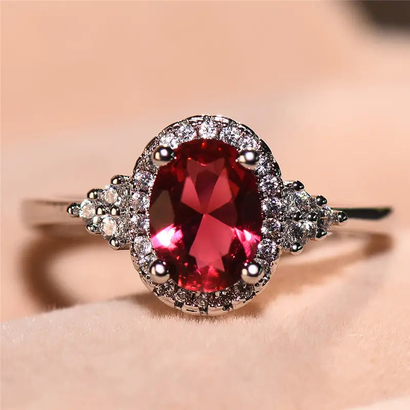White Gold Statement Ring - Elegant Modern Design for Women