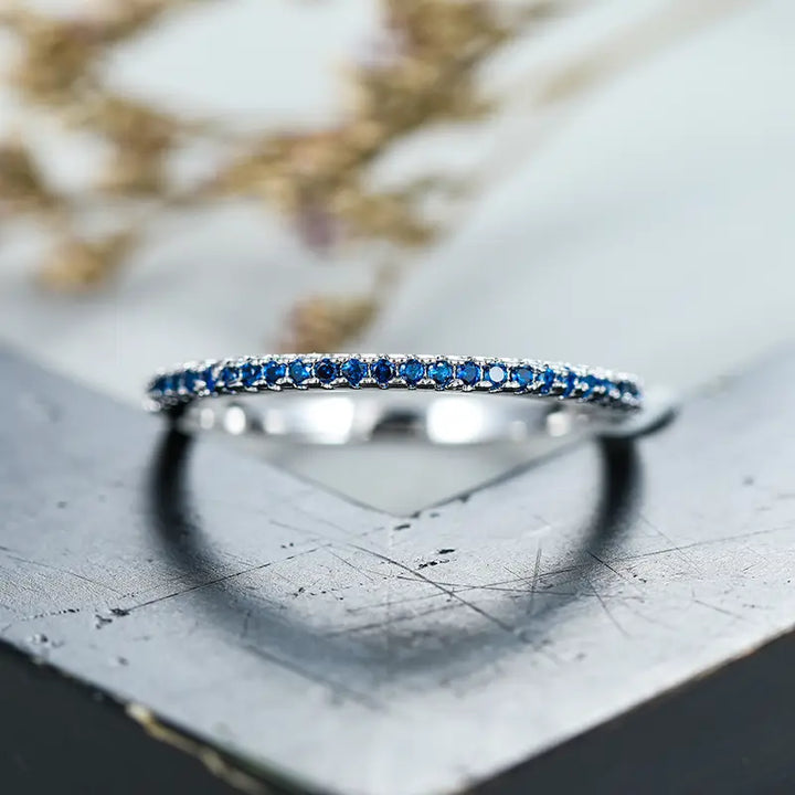 White Gold Statement Ring with Azure Stone - Soraya Design