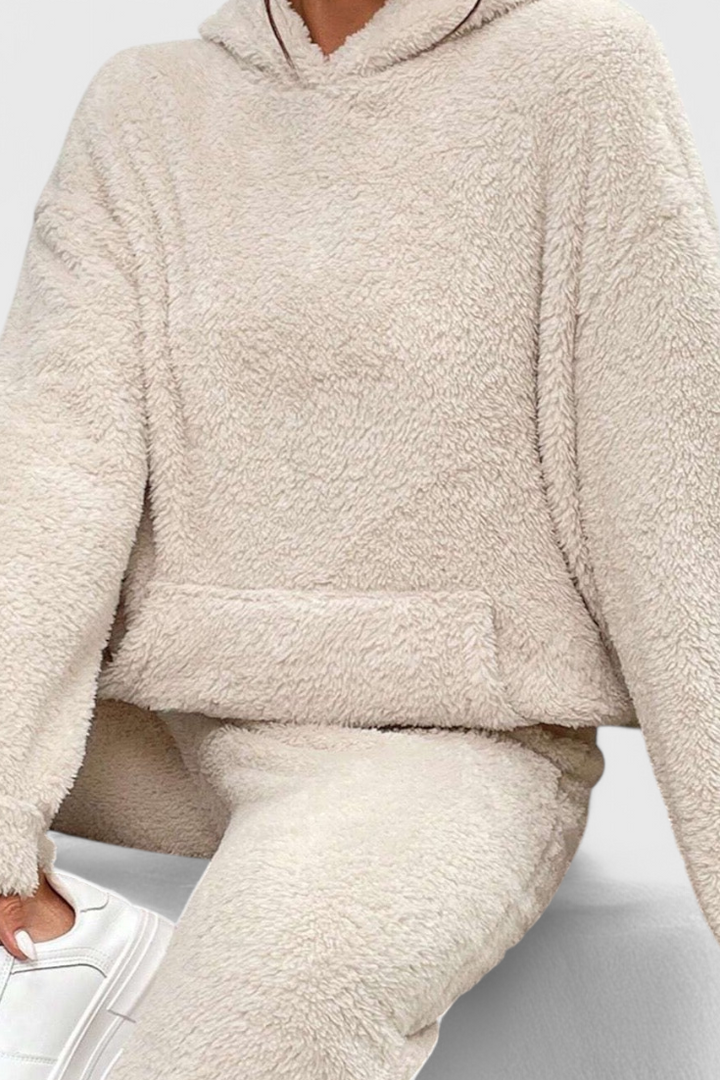 Cozy Teddy Lounge Set - Two Piece Hoodie and Pants