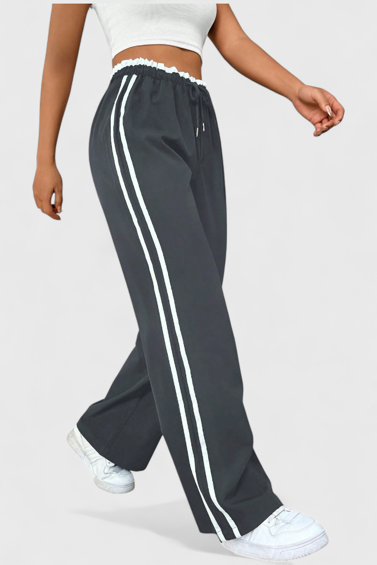 Flared Sport Pants With Side Stripe Detail For Women