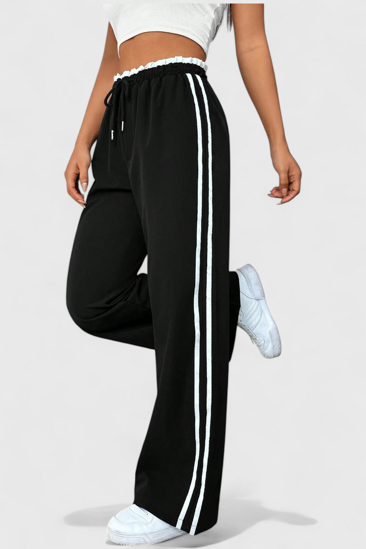Flared Sport Pants With Side Stripe Detail For Women