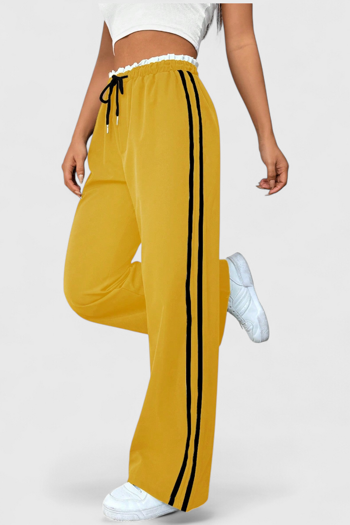 Flared Sport Pants With Side Stripe Detail For Women